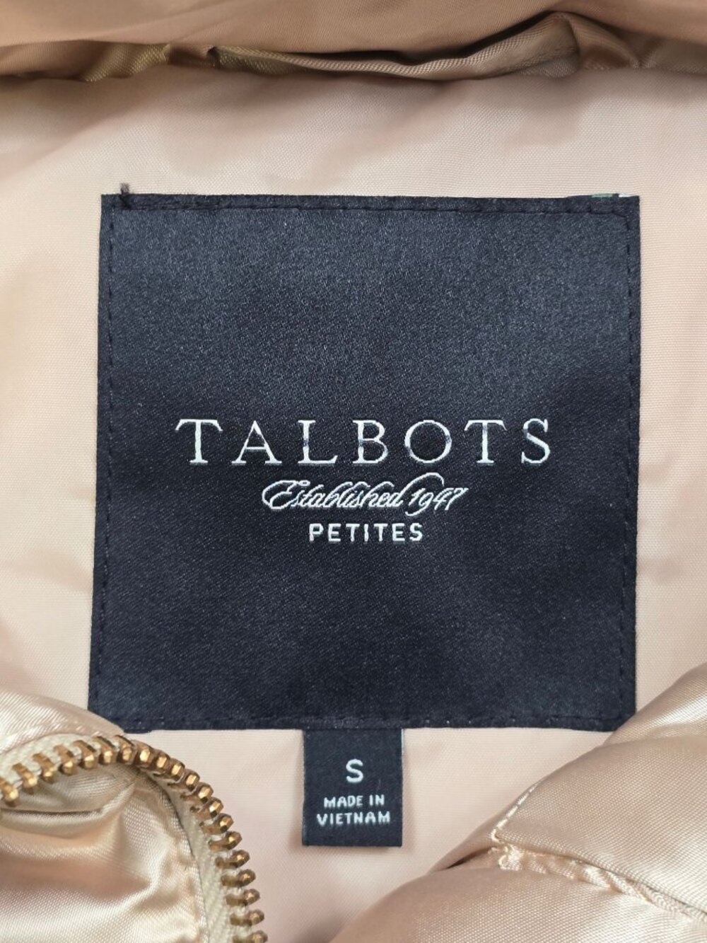 Talbots Petite Small SP Puffer Vest Gold Down Filled Zip Up - Picture 2 of 6
